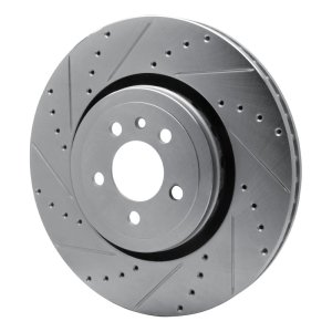 Dodge Charger Brake Rotor (1) - Front Left - R1 Concepts - Drilled & Slotted - Silver - `14-`23